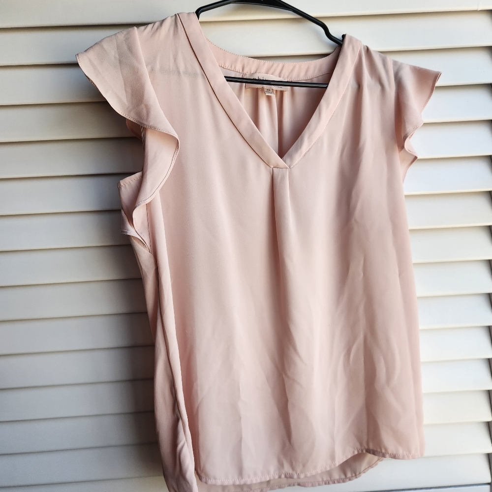 Philosophy Flutter Sleeve Sheer Pink Light weight Blouse XS